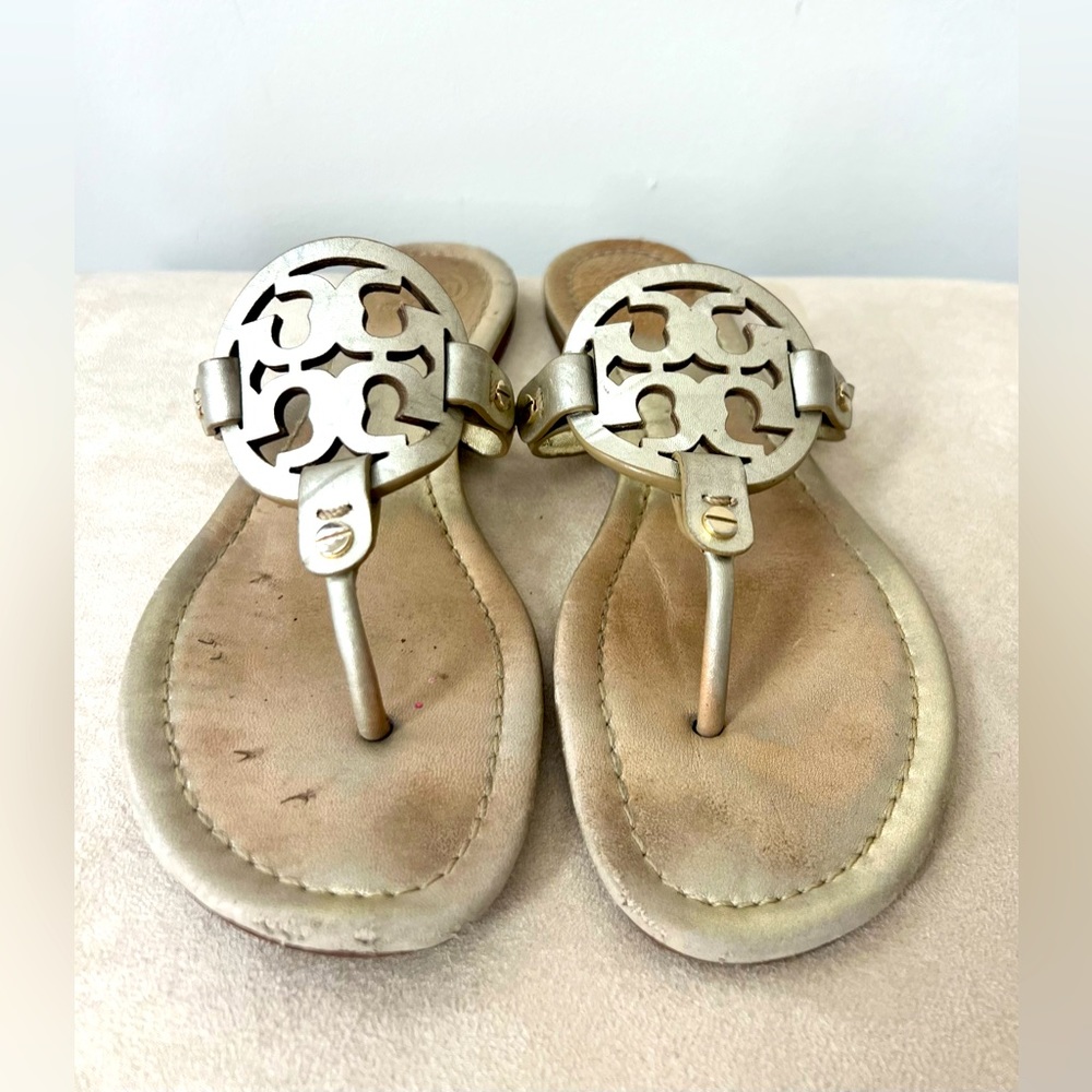 Tory Burch Gold Metallic Miller Sandals - Size 8.5! 🤩